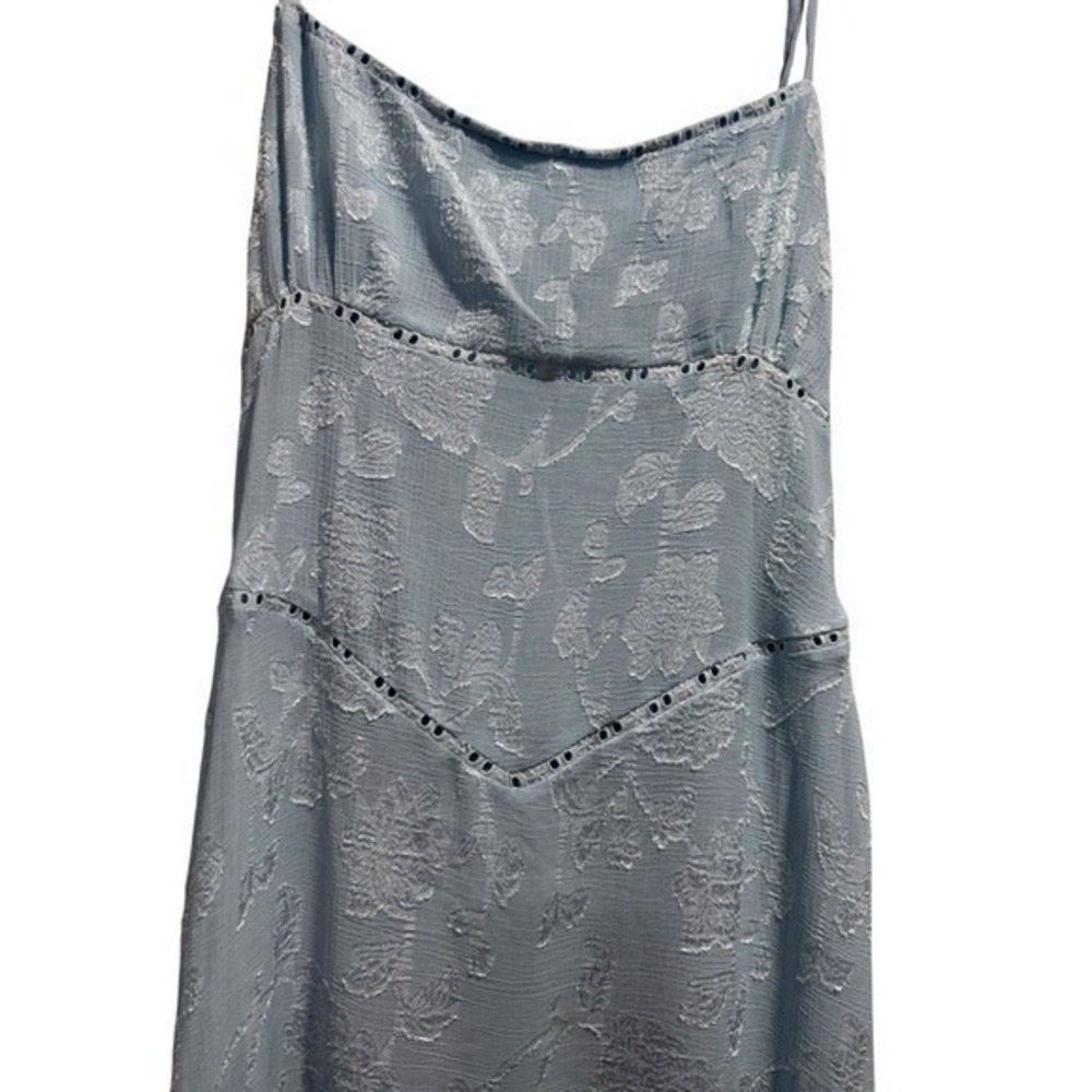 Princess Polly Light Blue Floral Jacquard Maxi Dress Lace Up Back US 12 - Picture 4 of 7